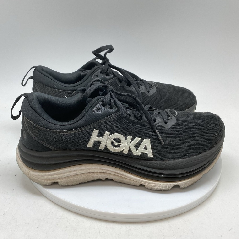 Hoka One One Sneakers Womens 8.5 B Gaviota 5 1134235 BWHT Black Running Shoes